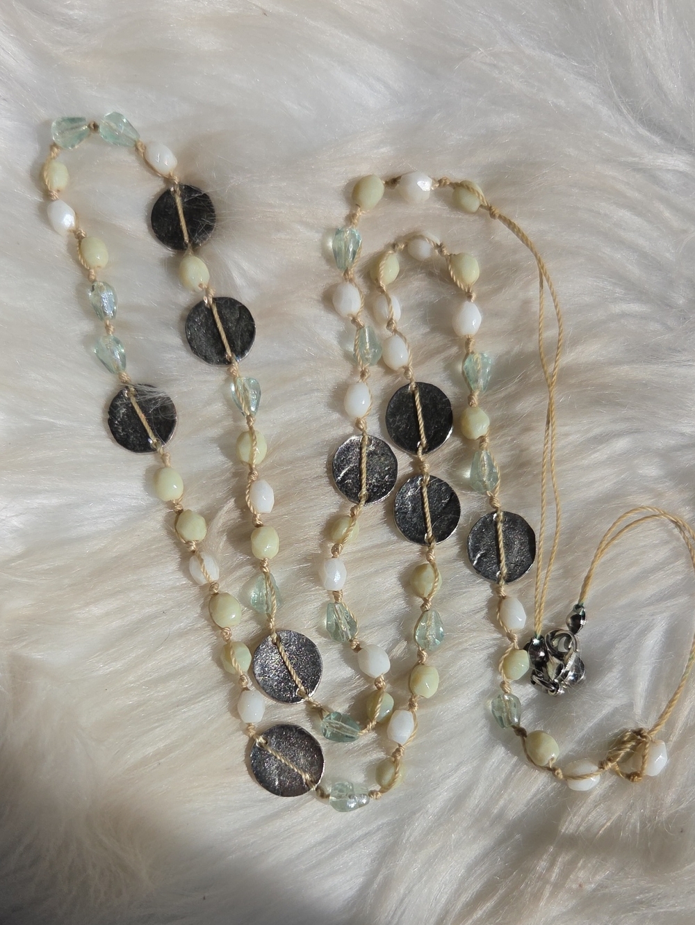 Pretty Beaded Necklace with Textured Discs